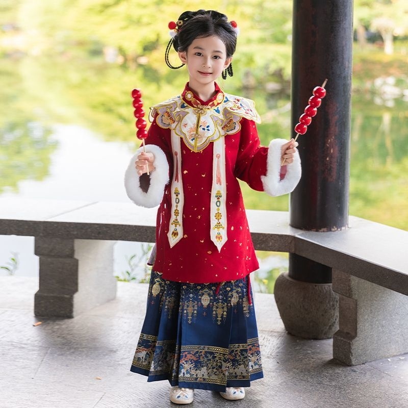 童锣湾和光满玉原创新款外套拜年服秋冬款古风公主套装女童汉服