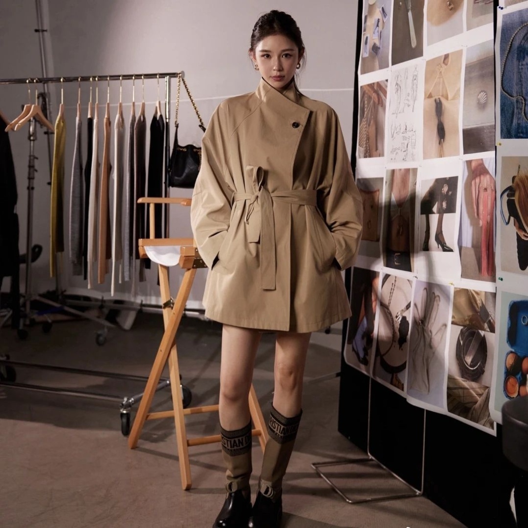 “一粒扣风衣”大翻领廓形风衣外套女秋季新款宽松复古休闲外套