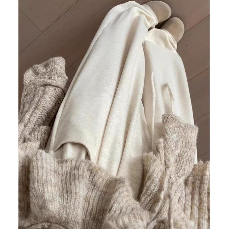 白色糯米裤女秋季2025新款高腰垂感小个子直筒宽松BF慵懒风阔腿裤