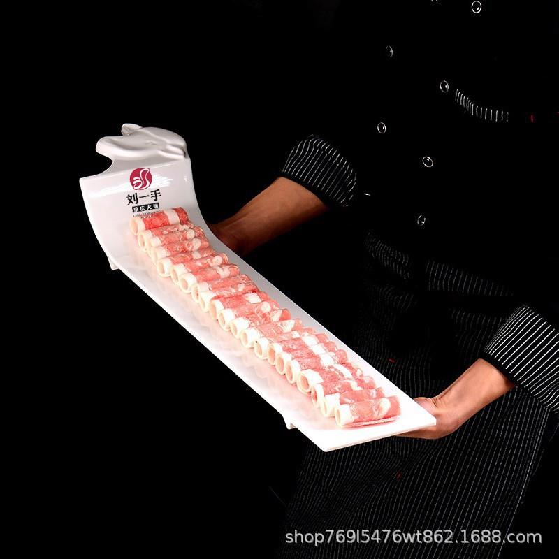 网红火锅店创意头密胺餐具涮牛羊肉卷个性商用特色一米肥牛盘子