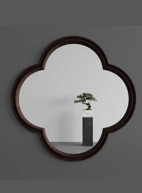 宋式面美学实木GOH海棠花窗茶色装饰布置墙复古新中式榆木胡桃轩