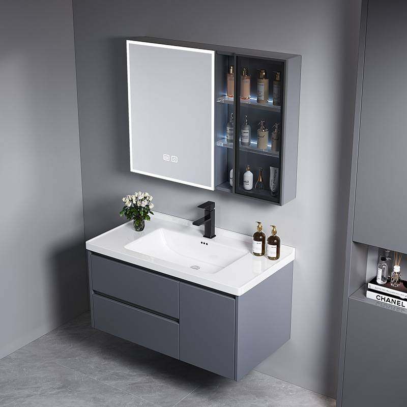 深灰抽屉款加厚蜂窝铝合金浴室柜组合卫生间洗脸盆柜陶瓷一体盆