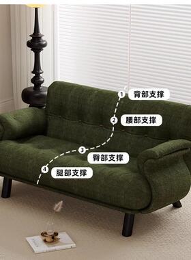 CFO慵懒型直排沙发创休意户小型布艺闲白色中古椅奶油风卧室单人