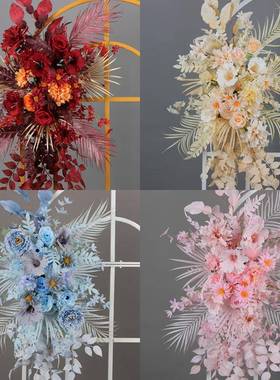 婚UPM花桃大花点庆挂花森系红色系仙拐角路引花排婚礼背景花挂花