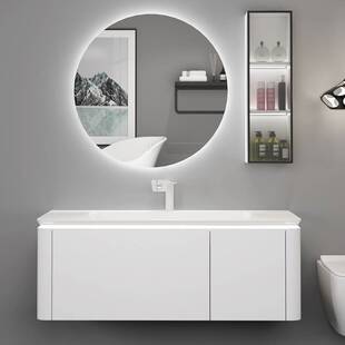 欧洛莱奶油风肤感一体盆浴室柜组合现代卫生间洗漱台洗脸台盆浴柜