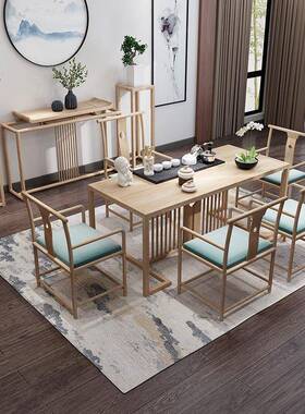 室新中式茶会客茶桌家用宿客厅功夫泡茶桌办公室民实茶桌椅组IXE