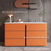 马鞍皮关意餐边柜式 玄柜客AXS厅靠墙储高柜卧室岩板物柜