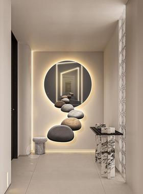 石来运转玄奢关装饰画画现代轻入户走廊头挂画延伸感壁lLUA尽ed灯