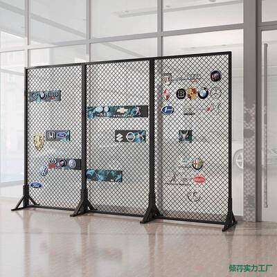 会动架网品格展示架落地屏风活隔断店网架菱形铁立式QCK饰铁丝展