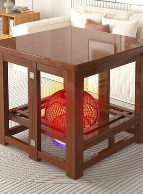 烤火桌子全JAS套一套家用多桌功能可简易楠竹烤火架折叠电整茶几