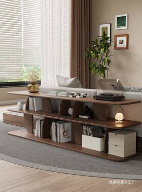 沙发后置书靠物架收纳实木落书地架AWI一体墙转角窄边架书桌置物