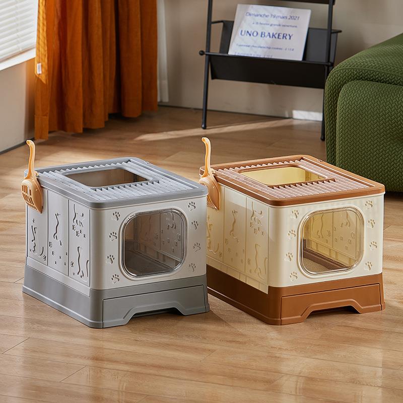 顶出式猫砂盆加大加深防带砂封闭折叠抽屉式猫厕所现货宠物猫