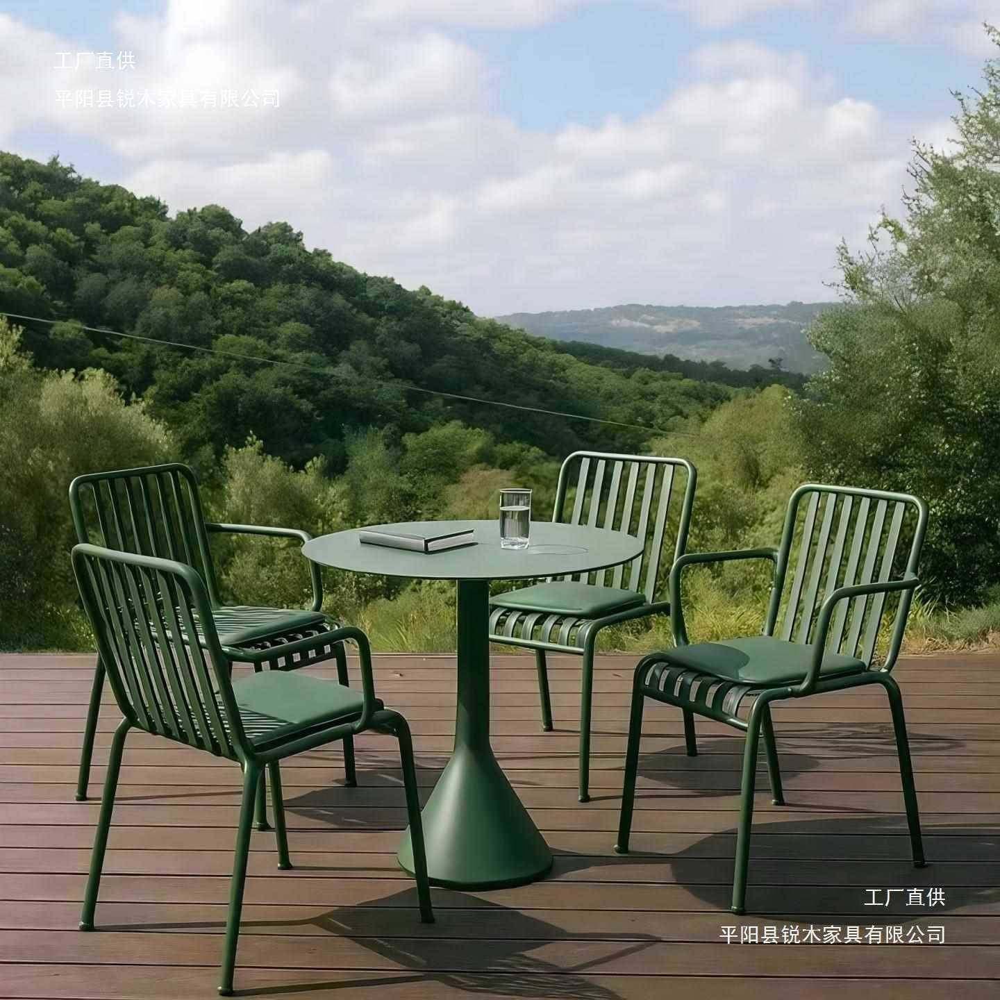 户外桌椅组合露天奶茶店咖啡厅休闲椅洽谈桌椅民宿室外桌圆形防雨