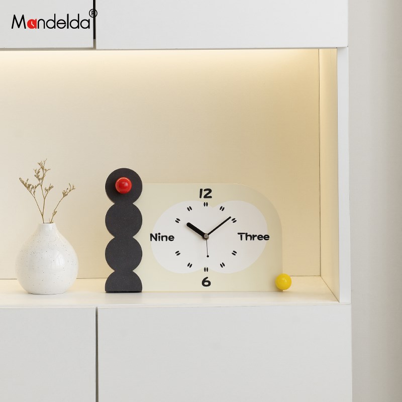 满得达入户玄关时钟装饰摆件客厅桌面电视柜钟表摆放式家居饰品