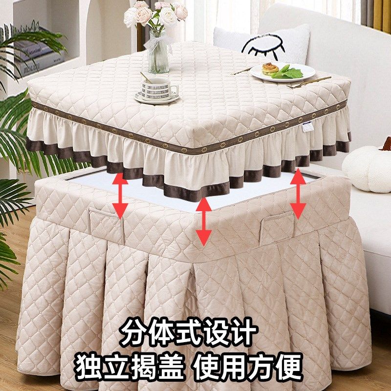 烤火桌罩套正方形加绒加厚烤火炉桌布罩烤火罩被冬季取暖电炉罩套