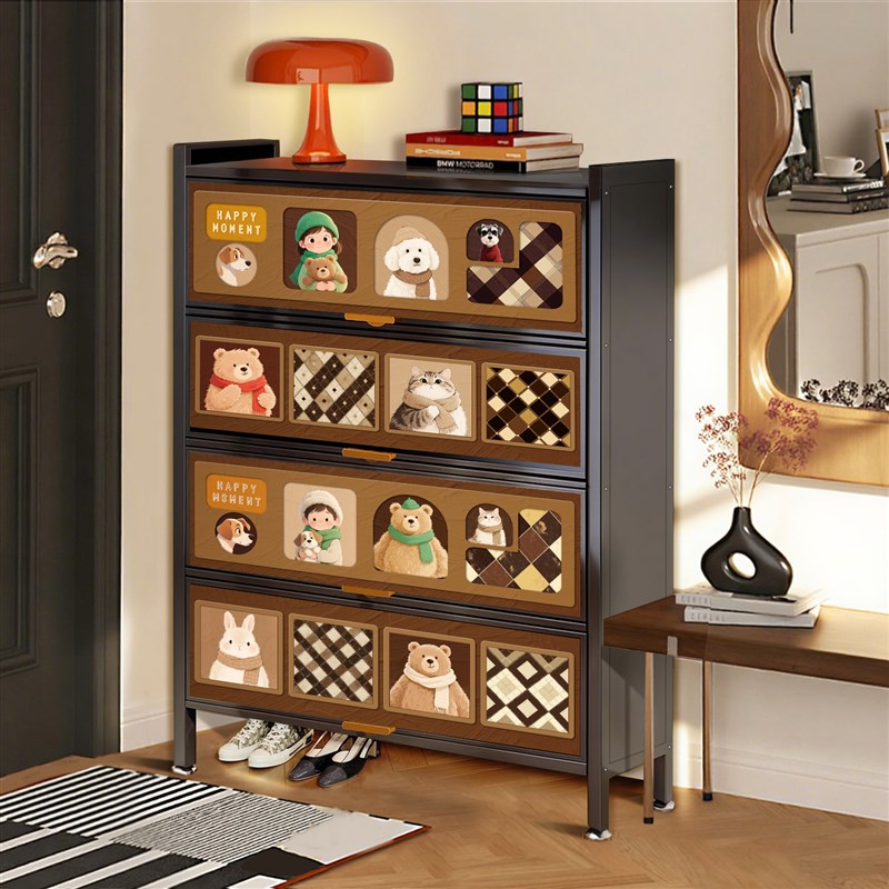 入门鞋柜2025新款多功能客厅杂物柜入户玄关柜一体靠墙钢制斗柜