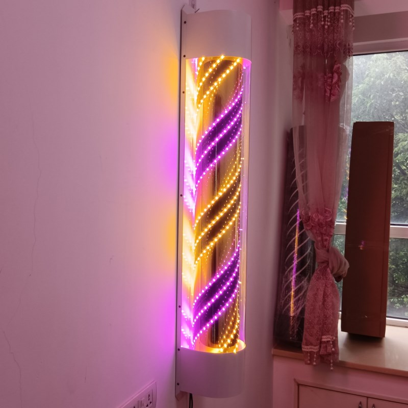 美发转灯LED理发店复古挂壁户外防水小转灯半圆挂墙发廊标志灯箱