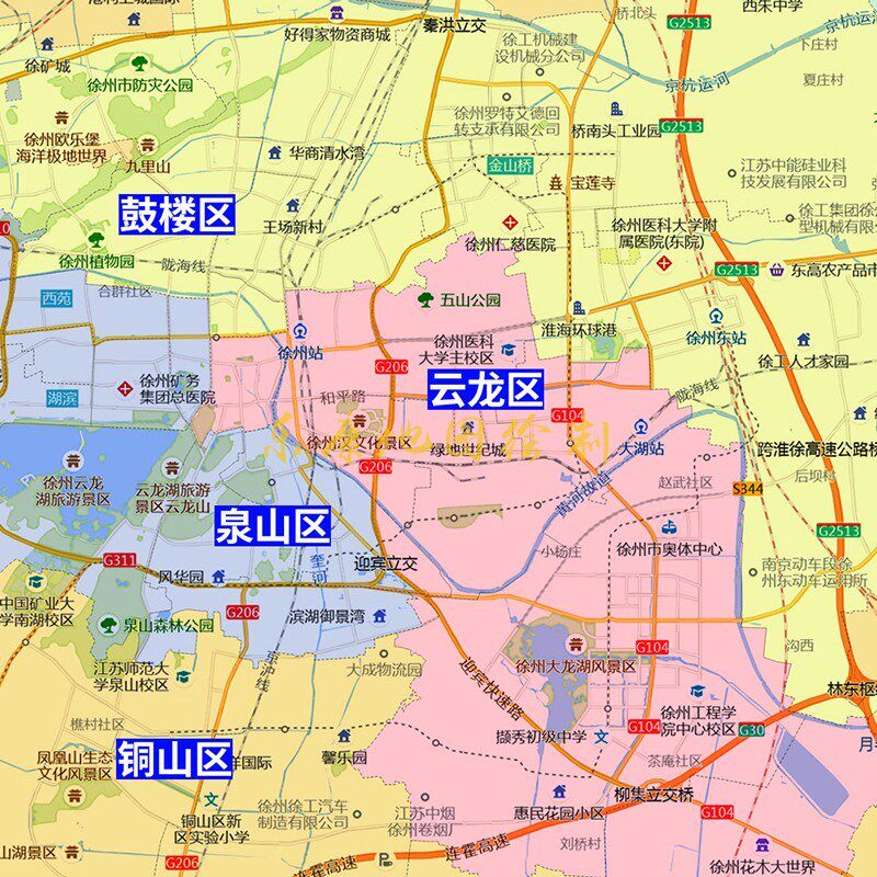 新款徐州市行政区划地图办公室挂画高清大尺寸可定制电子版城区图