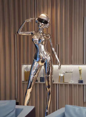 未来姬机械女神艺术雕塑摆件红酒吧潮流网空山落地人物基KTV装饰