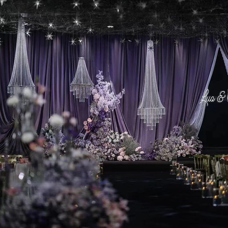 亚克力水晶珠帘爱神之箭吊灯婚庆酒店宴会厅吊顶弧形珠链挂件道具