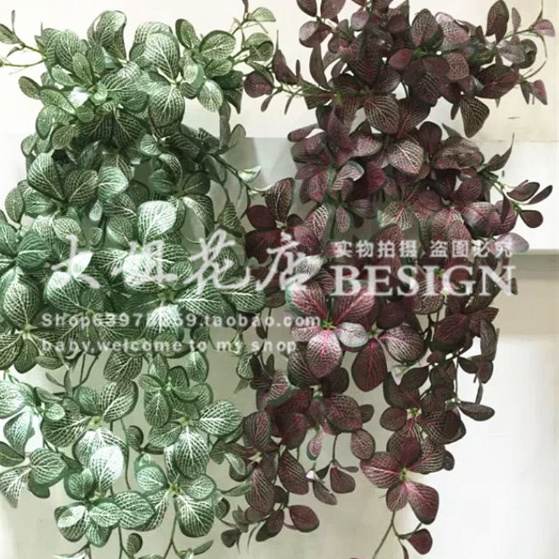 仿真网纹叶藤常春藤植物墙配材高档绿色植物壁挂仿真藤蔓叶子绿萝