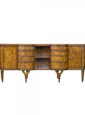 Jans2en*34232 进口欧洲古董古典家具 装饰艺术风格树瘤面电视柜