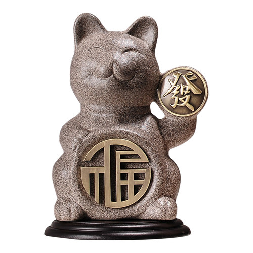 陶瓷福气招财猫前台招财摆件店铺开业送贺礼品柜台装饰品乔迁礼物