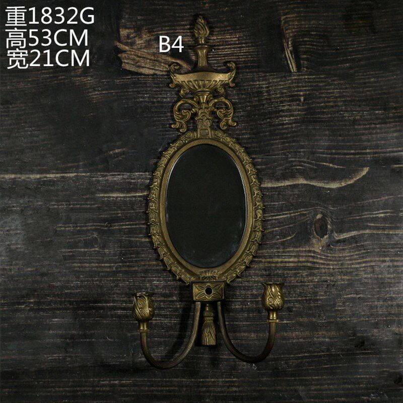 vintage复古纯黄铜壁挂墙烛台法式挂烛蜡烛欧式西洋拍摄软装精品
