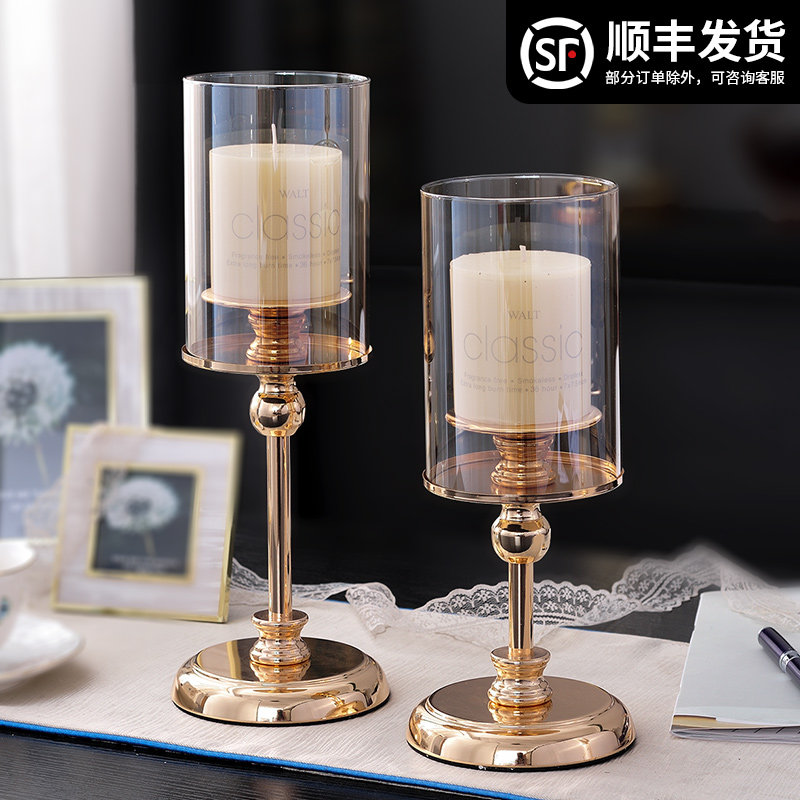 欧式家用复古烛光晚餐灯道具北欧浪漫烛台摆件轻奢蜡烛台托台餐桌