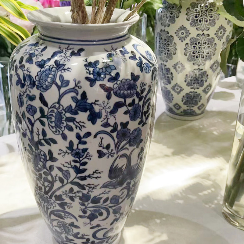 新中式陶瓷花瓶摆件高端客厅插花瓶景德镇手绘瓷器高级感大花瓶