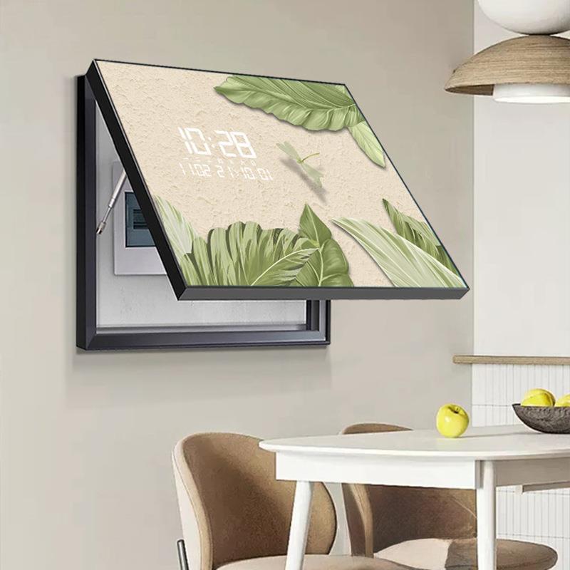 2024新款绿植电表箱装饰画电子时钟万年历餐厅配电箱遮挡画免打孔