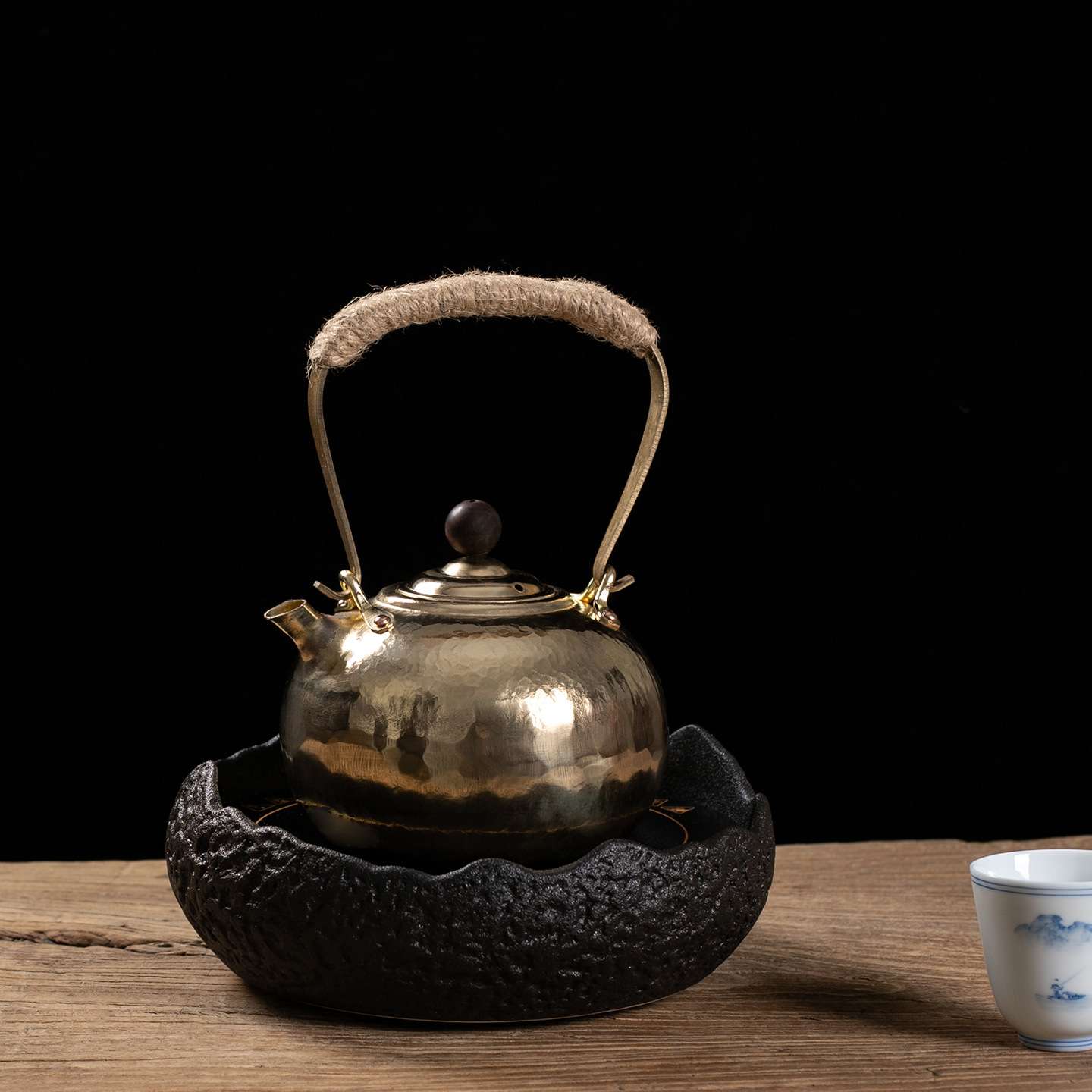 若容茶艺铜壶烧水壶铜煮茶壶老铜壶煮水铜壶手匠人纯紫铜提把茶壶