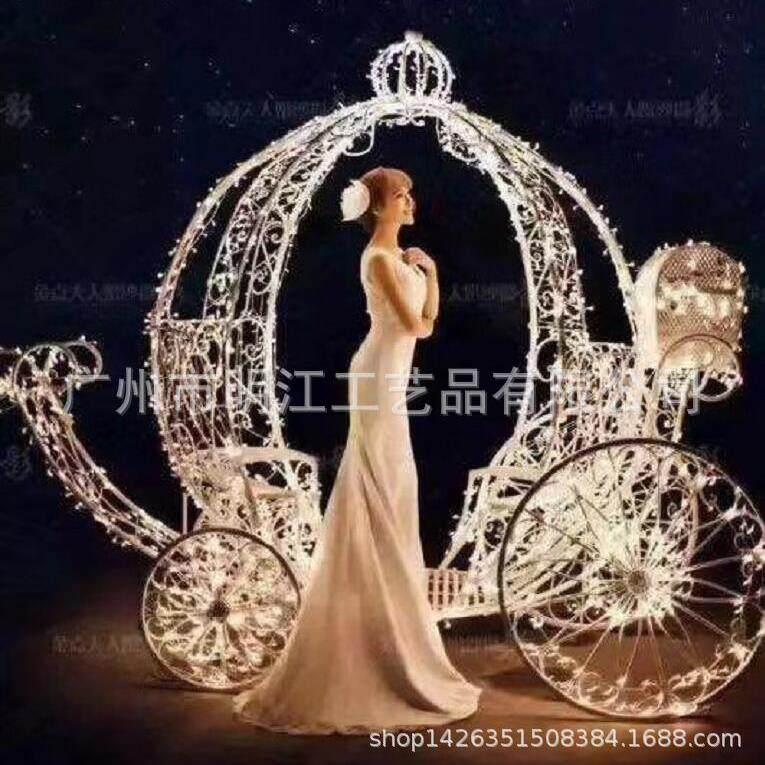 金属拍南瓜车型婚道具摆大件户外公主车马车装饰礼摄影网南瓜车红
