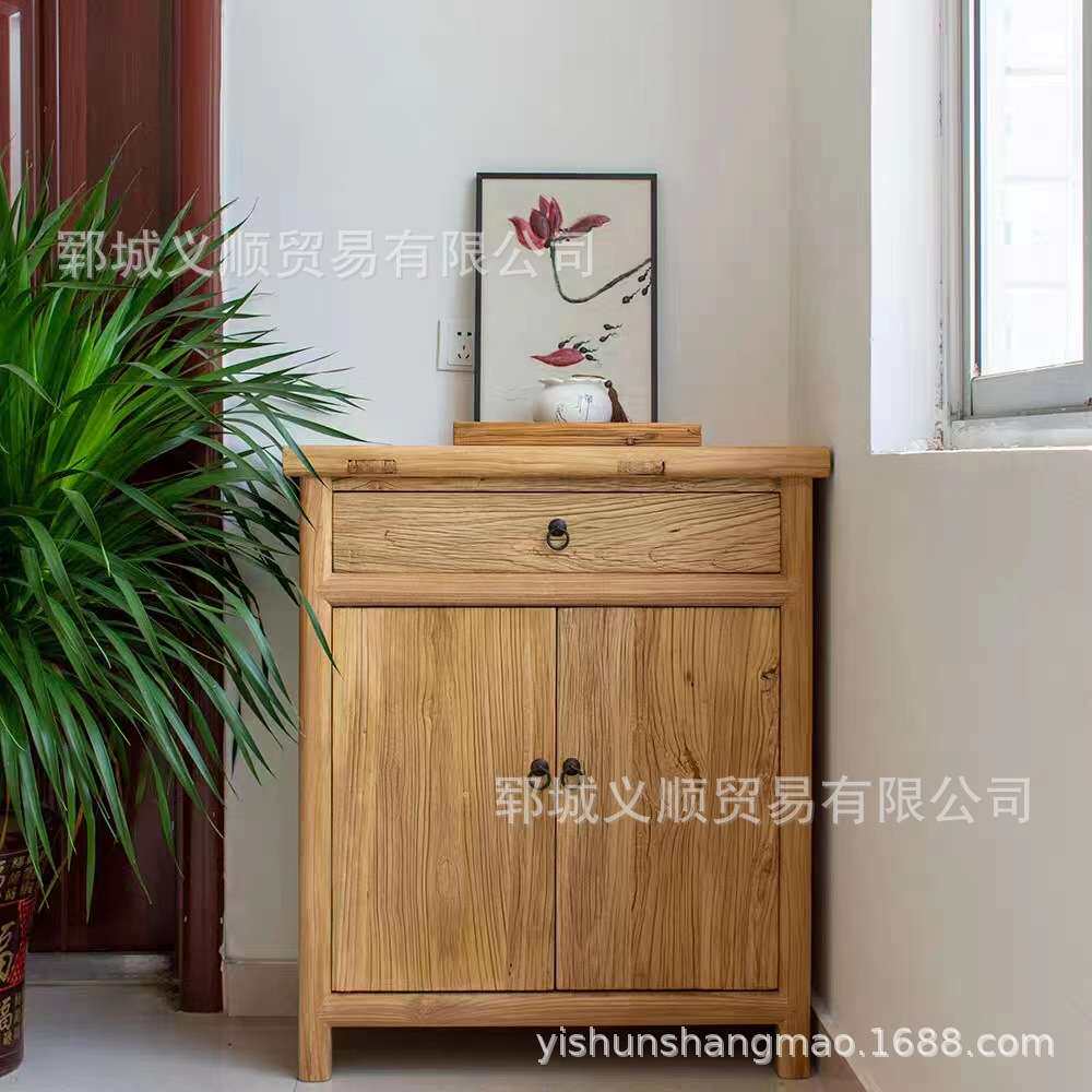 榆木明清古典酒柜老餐实木边柜储物柜玄关柜门厅柜子榆木板厨房柜