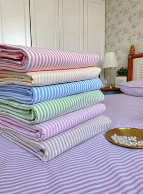 61K3精梳棉老粗布床单加厚加密加大炕单全棉纯棉绿色织格子被罩单