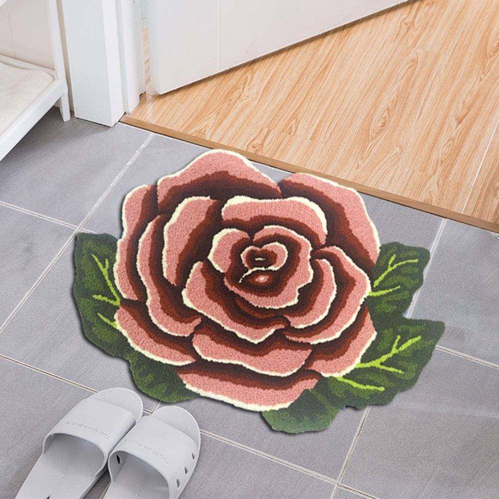 家用卧室客厅咖啡色异形耐用玫瑰花刺绣地毯入户地垫创意脚垫,五金/工具,五金工具箱/五金收纳箱,淘宝优惠券,粉丝福利购,淘宝优惠卷