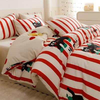 床上纯棉四件套1.5m1.8米公寓全棉床单被套三件套150*200