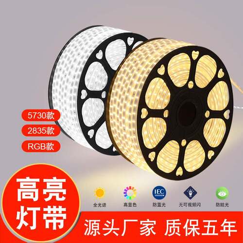 厂家Led灯带2835高亮户外防水高压双排220V带自粘变光灯条