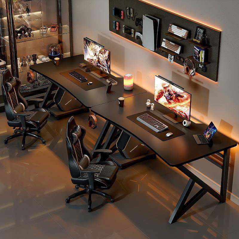 双人电脑桌卧室家用书桌简易办公桌子工作台式网吧双人位电竞桌