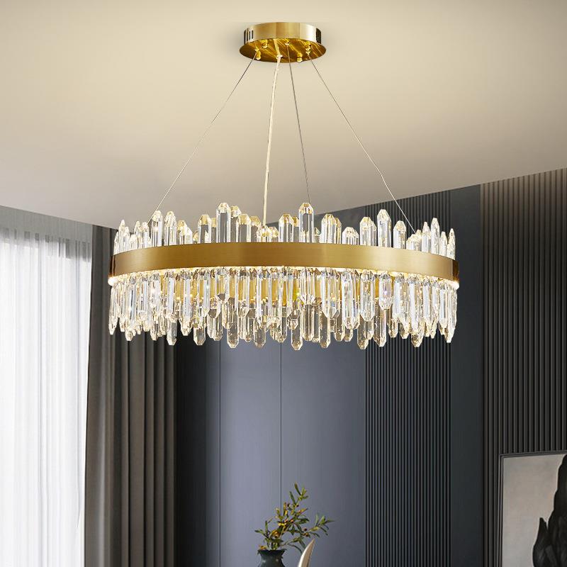 轻奢水晶客厅吊灯后现代大气圆形客厅灯简约餐厅灯具无极遥控调光