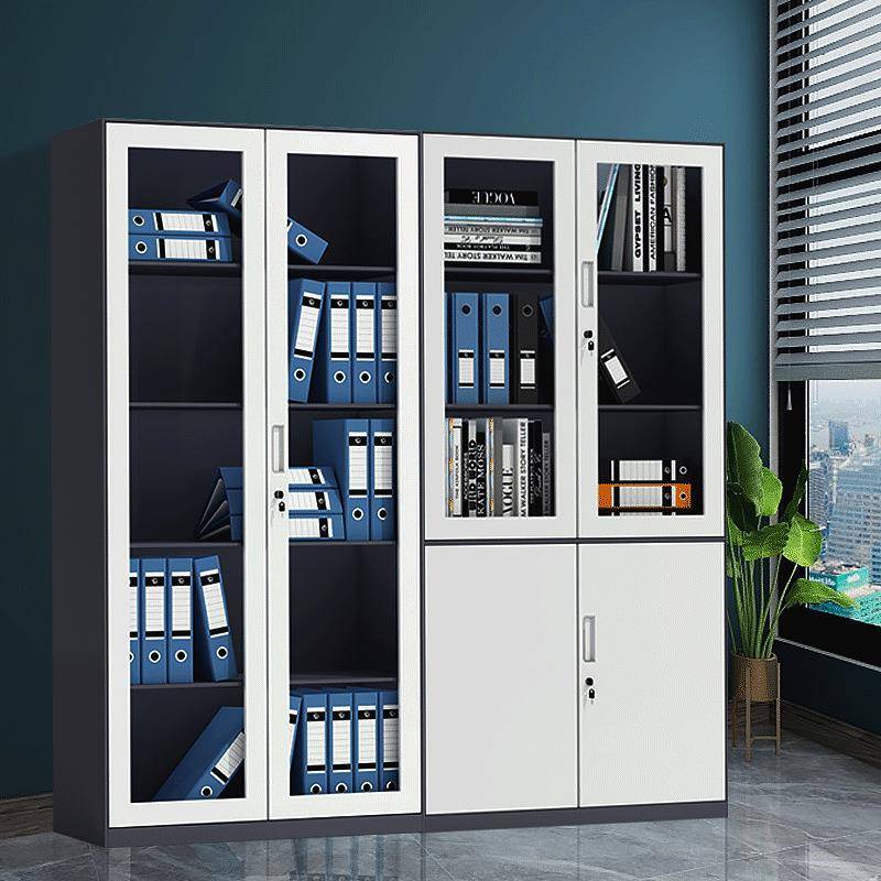 加厚拆装文件柜办公财务铁皮柜带抽屉玻璃门锁资料档案收纳柜矮柜