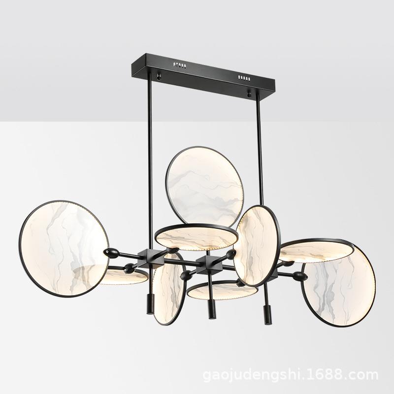 新中式吊灯后现代客厅书房茶楼简约山水画铁艺吊灯创意个性餐厅灯