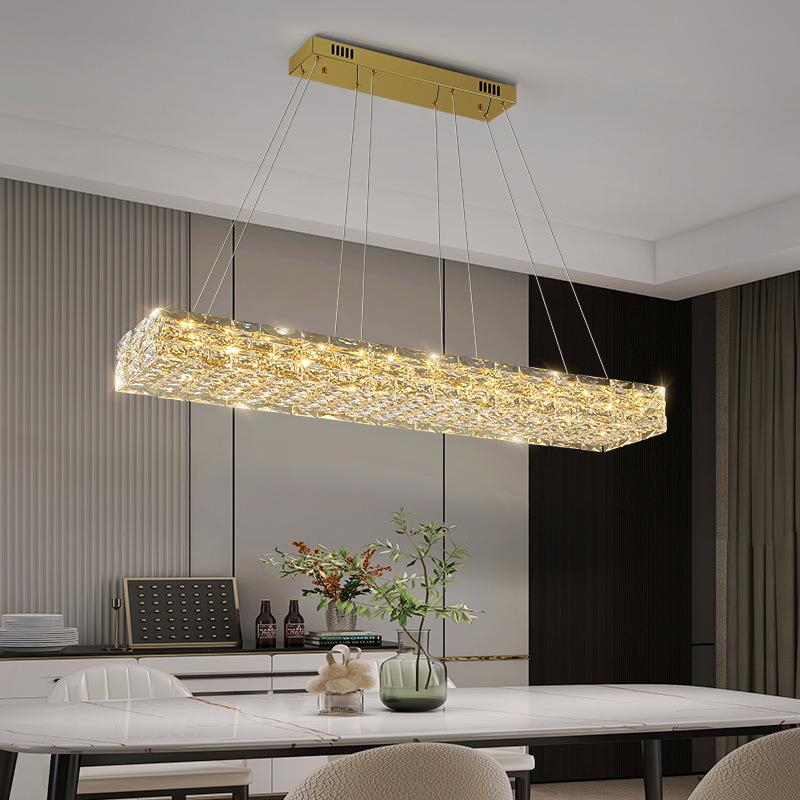 设计师长条餐厅吊灯轻奢高端水晶吊灯2024年新款餐桌饭厅吧台吊灯