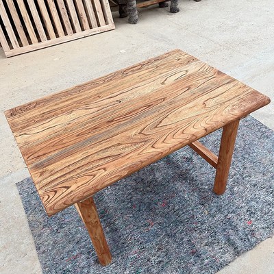 北方老榆木桌子长方形实木茶桌长条桌复古民宿办公简约书桌吧台桌