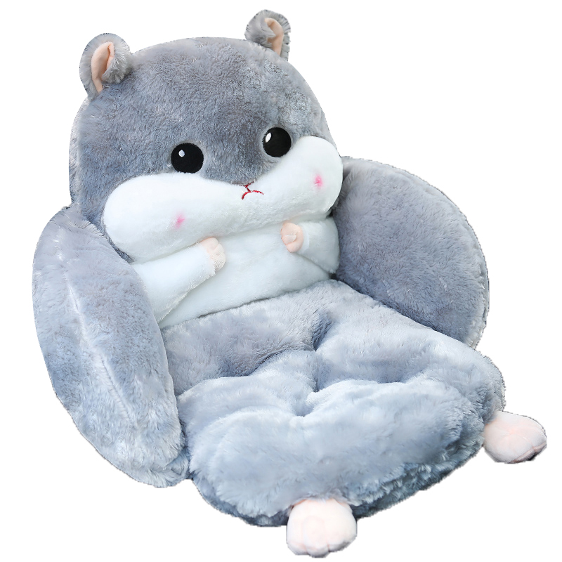可爱仓鼠冬季毛绒坐垫护腰枕一体靠垫子汽车抱枕女朋友副驾驶座垫