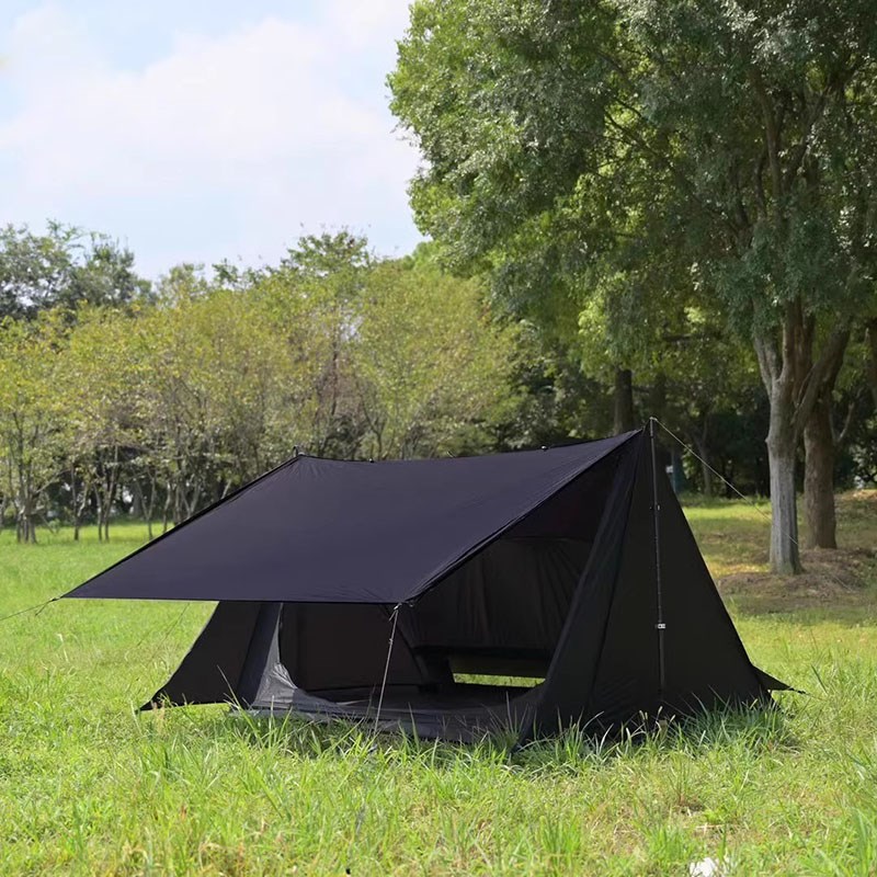 BC徒步登山超轻无杆单人庇护所防雨露营黑化天幕过夜野营帐篷