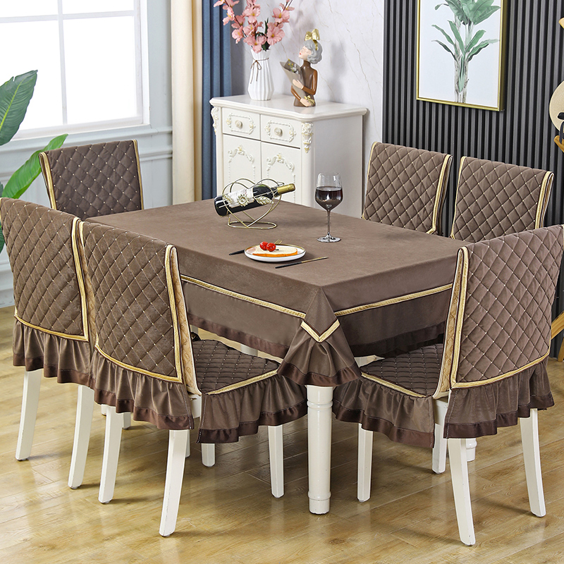 布艺餐桌布一体椅椅垫装家用椅子罩桌布纯色现代简约坐垫