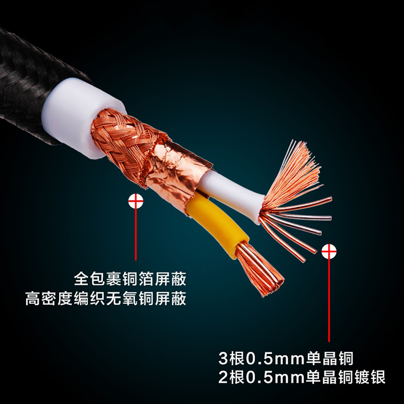 杨阳 hifi单晶铜xlr平衡线卡农线公对母音频线功放音响线话筒线