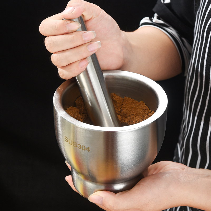 30不锈钢捣蒜器家用捣碎罐手动研磨蒜泥器蒜臼子捣药器研钵擂钵
