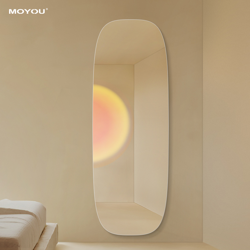 异形衣柜镜子全身免打孔客厅卧室穿衣镜玄关入户试衣镜家用可粘贴